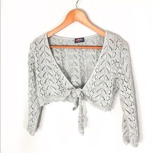 55 blue gray knit crop top